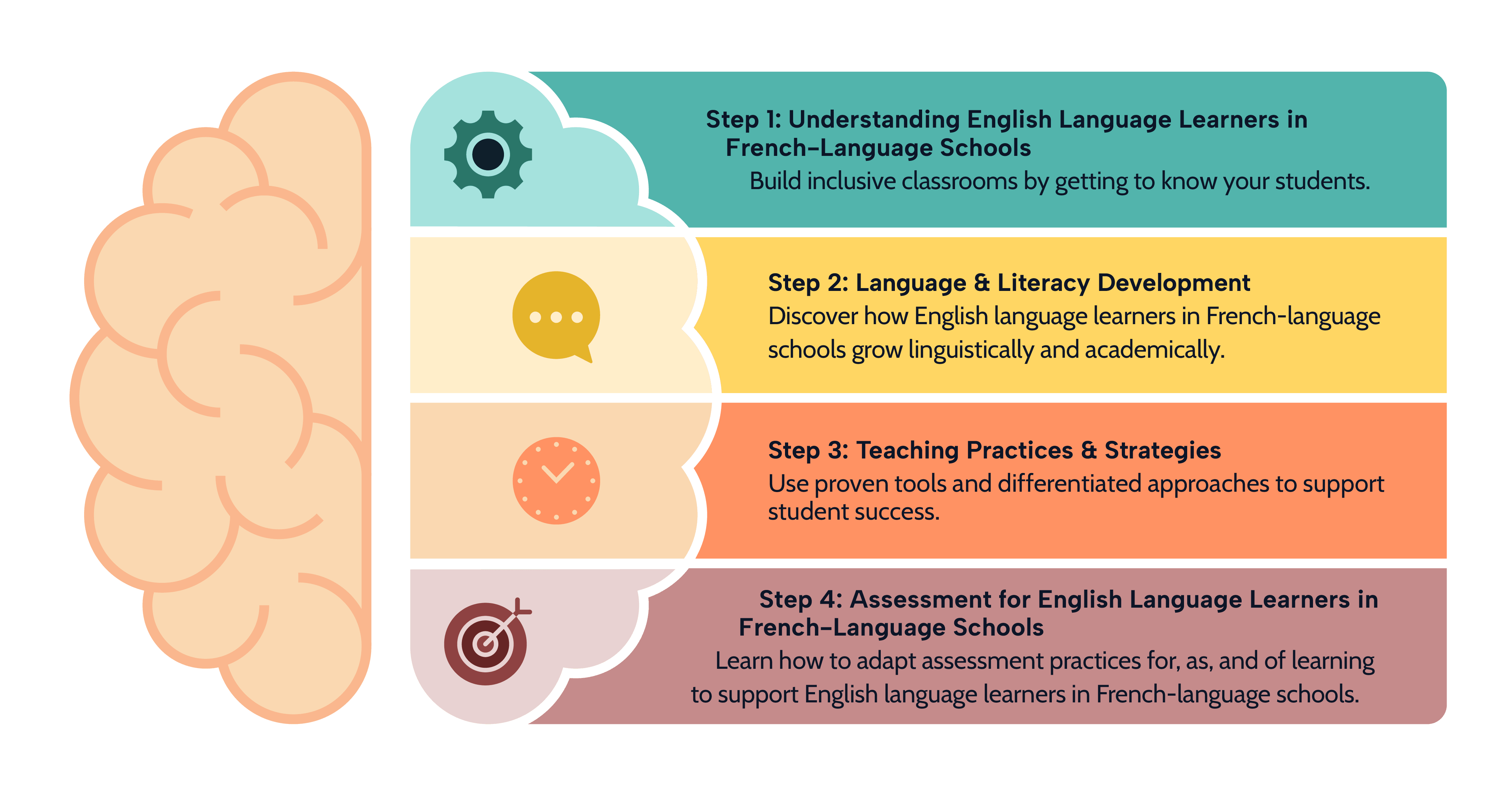 Diagram of a brain divided into four labeled sections